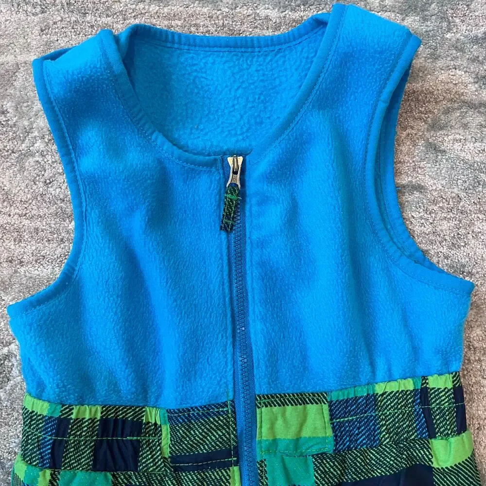 Columbia Blue Green Plaid Snow Bib Overalls 2T